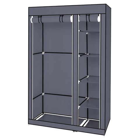 67" Portable Clothes Closet Wardrobe with Non-woven Fabric and Hanging Rod Quick and Easy to Assemble Gray