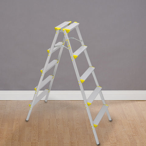 5 Step Ladder Aluminum Lightweight Ladder Double Sided A Step Ladder Folding Step Stool with Anti-Slip Wide Pedal 330lbs