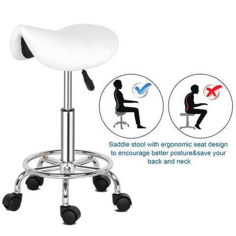 Saddle Stool Ha Ha Feet Rotation Bar Stool White