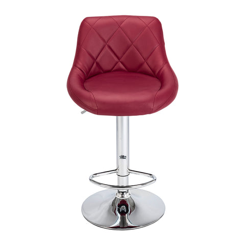 2pcs Adjustable High Type with Disk No Armrest Rhombus Backrest Design Bar Stools Wine Red