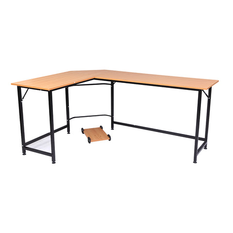 L-Shaped Desktop Computer Desk Beech Wood Color