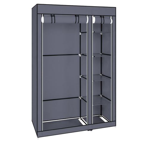 67" Portable Clothes Closet Wardrobe with Non-woven Fabric and Hanging Rod Quick and Easy to Assemble Gray