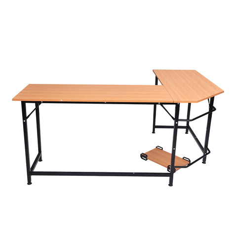 L-Shaped Desktop Computer Desk Beech Wood Color