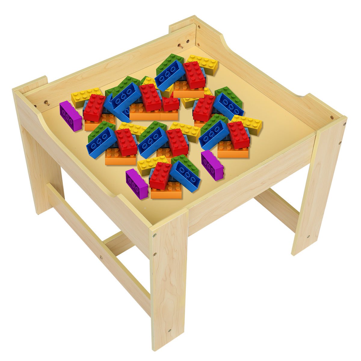 Children's Wooden Table And Chair Set With Two Storage Bags (One Table And Two Chairs)