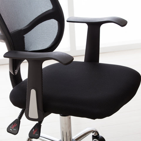 Mesh Back Gas Lift Back Tilt Adjustable Office Swivel Chair with Headrest & Armrests Black