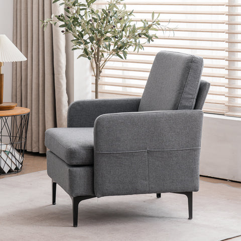 Lounge Chair, Comfy Single Sofa Accent Chair for Bedroom Living Room Guestroom, Dark Grey