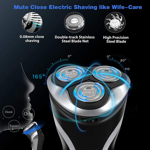 MAX-T Men's Electric Wet and Dry Shaver, 3D ProSkin IPX7 Waterproof Electric Shaver with Pop-up Precision Trimmer, Rechargeable and Cordless Electric Shaver.