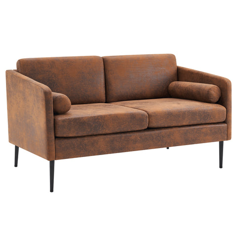 134*71*74cm Hot Stamping Cloth With Pillow Two-seater Surrounding Chair Indoor Two-seater Sofa Brown