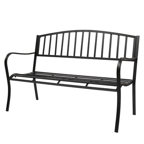 51" Patio Park Garden Outdoor Bench Patio Porch Chair Vintage Backyard Seat Furniture Iron Frame Black