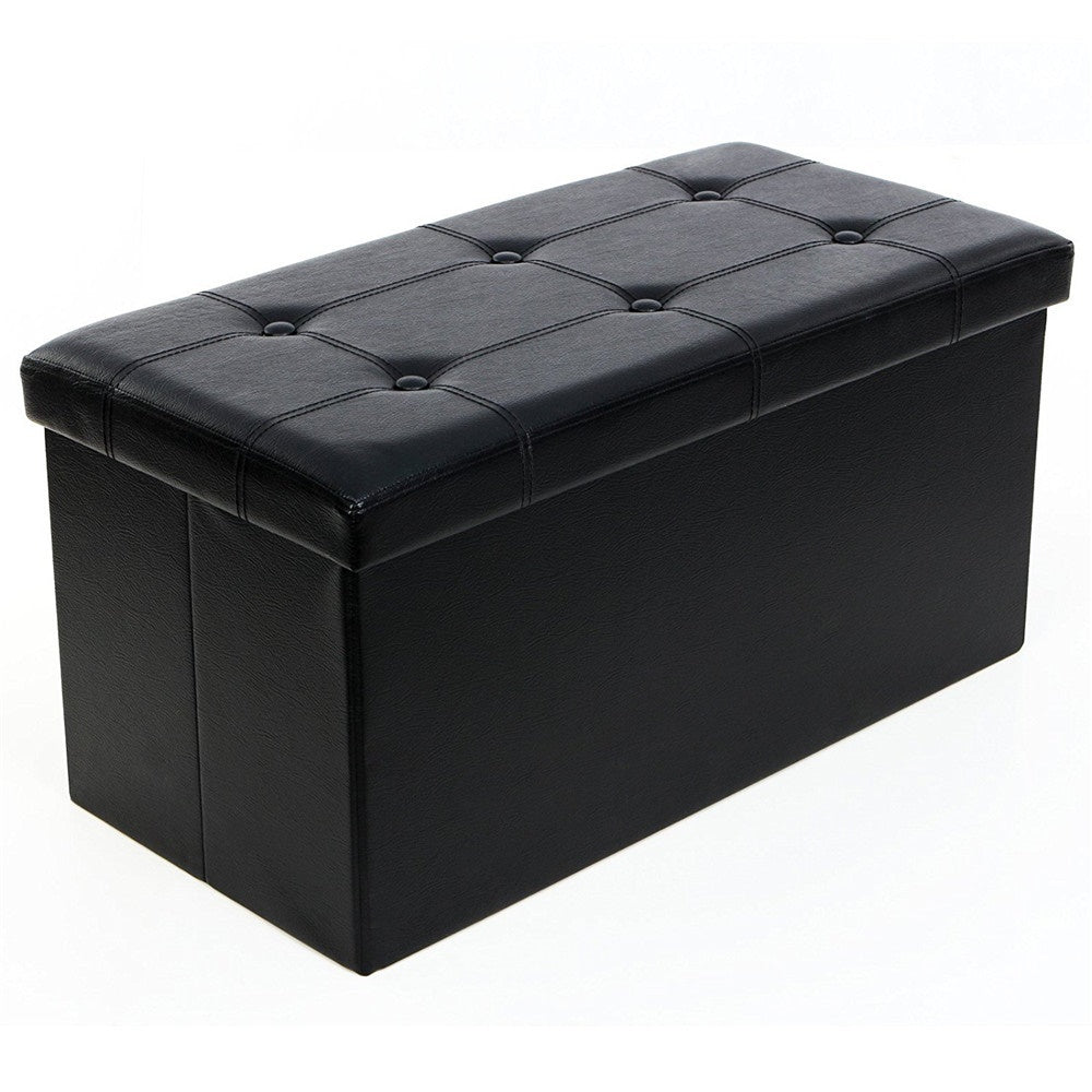 PU Leather Footstool with Leather Footstool Black 76*38*38cm