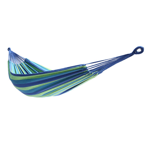 200*150cm Portable Polyester & Cotton Hammock Blue & Green Strip