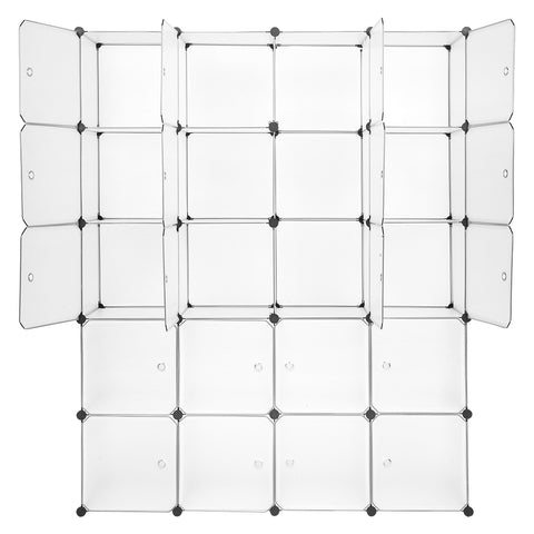 20 Cube Organizer Stackable Plastic Cube Storage Shelves Design Multifunctional Modular Closet Cabinet with Hanging Rod White