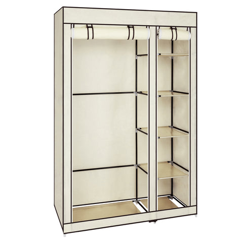 67" Portable Clothes Closet Wardrobe with Non-woven Fabric and Hanging Rod Quick and Easy to Assemble Beige