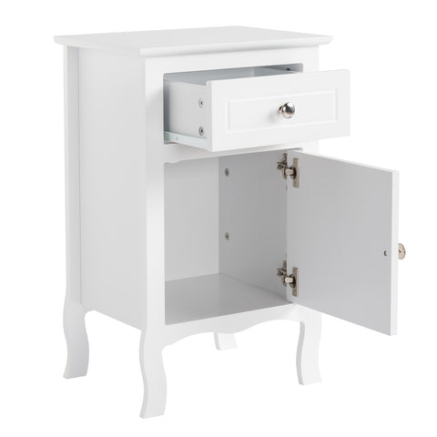 FCH 40*30*63cm Countryl Style MDF Spray Paint Curved Foot One Drawer One Door Night Table White