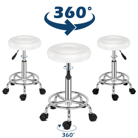 Round Stool with Lines Rotation Bar Stool White