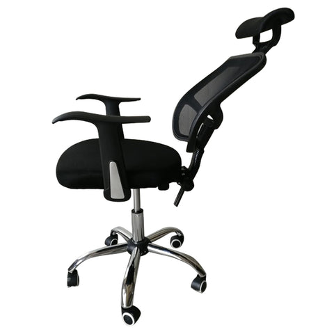 Mesh Back Gas Lift Back Tilt Adjustable Office Swivel Chair with Headrest & Armrests Black