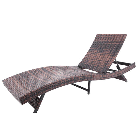 S Style Patio Chaise Lounge Embossing Vines Chaise Lounge Chair Brown