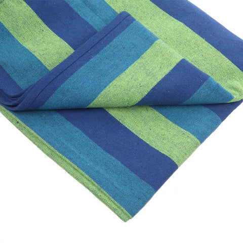 200*150cm Portable Polyester & Cotton Hammock Blue & Green Strip