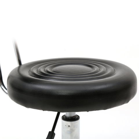 Round Shape Adjustable Salon Stool with Back and Line Black