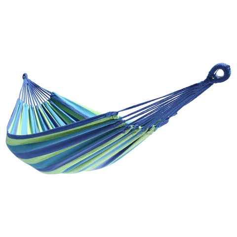 200*150cm Portable Polyester & Cotton Hammock Blue & Green Strip