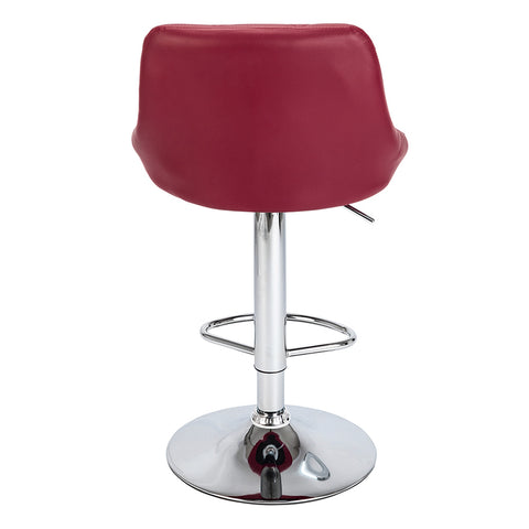 2pcs Adjustable High Type with Disk No Armrest Rhombus Backrest Design Bar Stools Wine Red