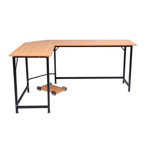 L-Shaped Desktop Computer Desk Beech Wood Color