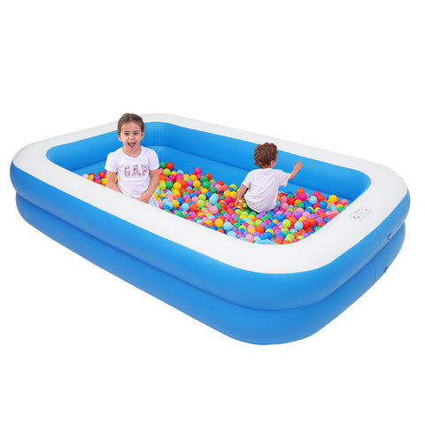 Aufblasbares Planschbecken Familienpool Schwimmbecken für Kinder Erwachsene, 262 x 177 x 56 cm, blau