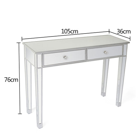 Mirrored Makeup Table Desk Vanity for Women with 2 Drawers