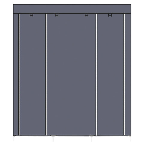 69" Portable Clothes Closet Non-Woven Fabric Wardrobe Double Rod Storage Organizer Gray