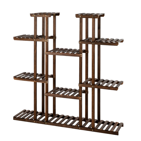 6-Story 11-Seat Indoor And Outdoor Multifunctional Carbonized Wood Plant Stand