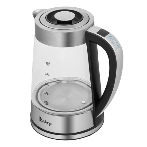 ZOKOP HD-251 2.2L 220V 1800W Electric kettle stainless steel glass blue light with electronic handle