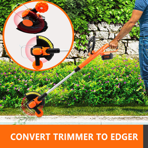 Telescopic Cordless String Trimmer 2-in-1 Edger Trimmer 4.0 AH Battery W/ Charge