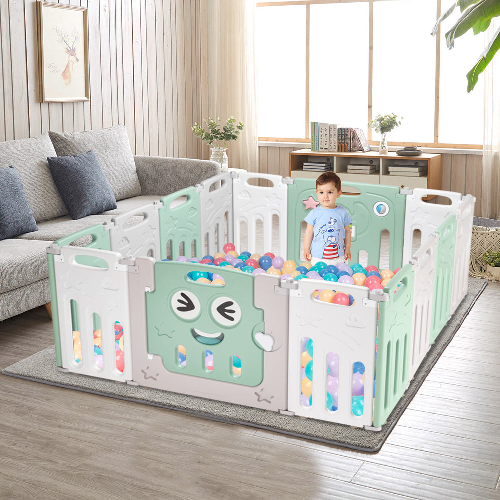 Fordable Baby 14 Panel Playpen Activity Safety Play Yard Foldable Portable HDPE Indoor Outdoor Playards Fence