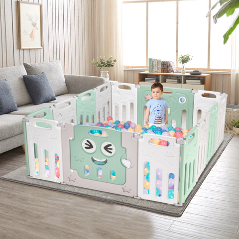 Fordable Baby 14 Panel Playpen Activity Safety Play Yard Foldable Portable HDPE Indoor Outdoor Playards Fence