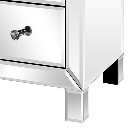 Modern and Contemporary Mirrored 3-Drawers Nightstand Bedside Table