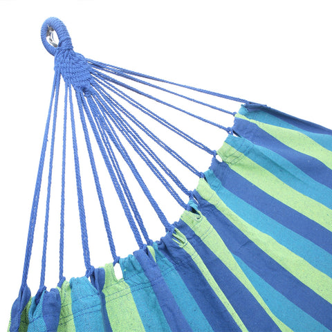 200*150cm Portable Polyester & Cotton Hammock Blue & Green Strip