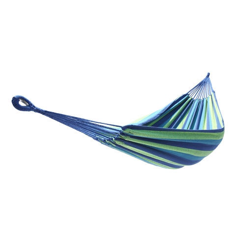 200*150cm Portable Polyester & Cotton Hammock Blue & Green Strip