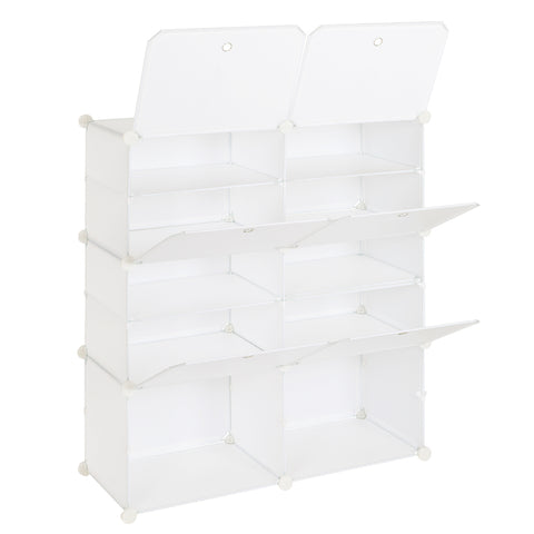 5-Tier Portable 20 Pair Shoe Rack Organizer 10 Grids Tower Shelf Storage Cabinet Stand Expandable for Heels, Boots, Slippers, White