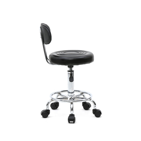 Round Shape Adjustable Salon Stool with Back and Line Black