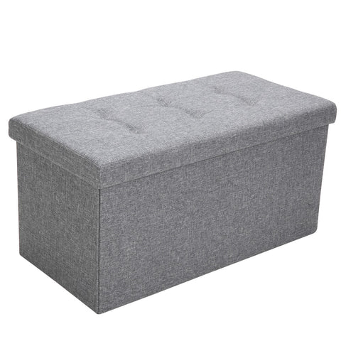 Practical Signature Cotton Rectangle Shape Surface with Line Footstool Gray