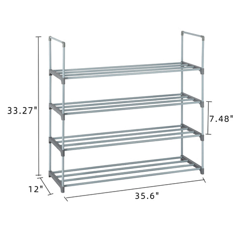 4 Tiers Shoe Rack Shoe Tower Shelf Storage Organizer For Bedroom, Entryway, Hallway, and Closet Gray Color