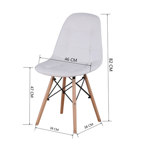 Set of 4 PU Leather/Velvet Ergonomic Dining Chair with Metal Frame and Beech Wood Legs for Dining Room, Office, Living Room, Bedroom, White