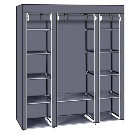 69" Portable Clothes Closet Wardrobe Storage Organizer with Non-Woven Fabric Quick and Easy to Assemble Extra Strong and Durable Gray