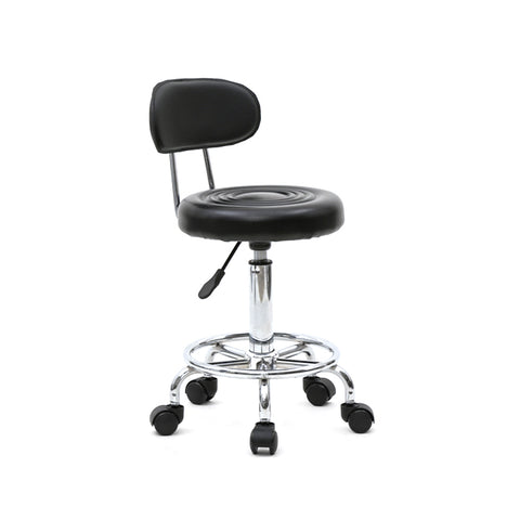 Round Shape Adjustable Salon Stool with Back and Line Black