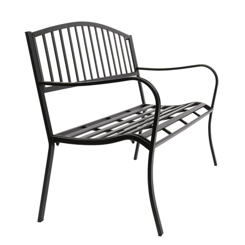 51" Patio Park Garden Outdoor Bench Patio Porch Chair Vintage Backyard Seat Furniture Iron Frame Black