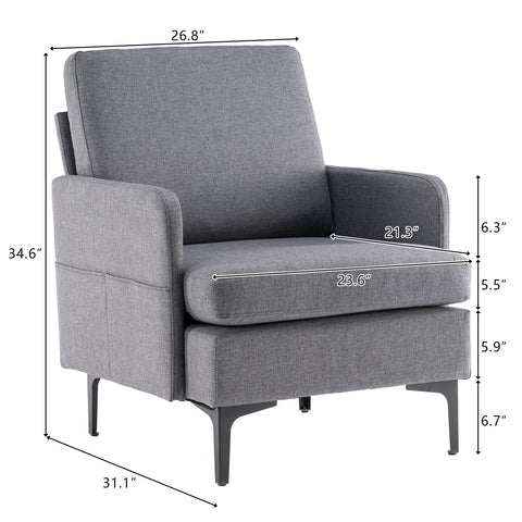 Lounge Chair, Comfy Single Sofa Accent Chair for Bedroom Living Room Guestroom, Dark Grey