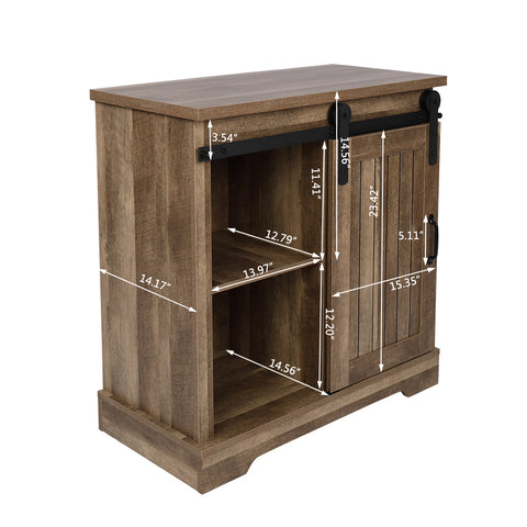 FCH Sliding Barn Door Entryway Cabinet TV Stand Vintage Oak