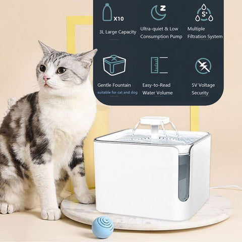 Cat drinking fountain 3L cat fountain with activated carbon filter drinking fountain for cats and dogs ultra-quiet water pump dog fountain water fountain