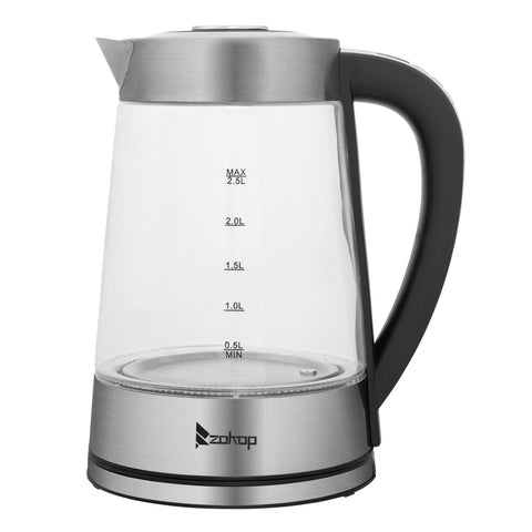 ZOKOP HD-251 2.2L 220V 1800W Electric kettle stainless steel glass blue light with electronic handle