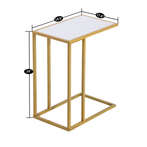 Marble Simple C-Side Table [30x48x61cm] White